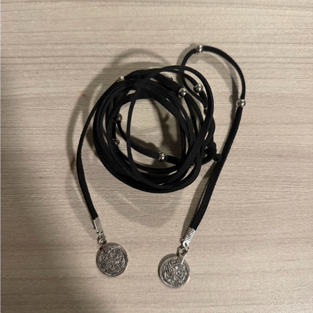 Brown & Black leather choker